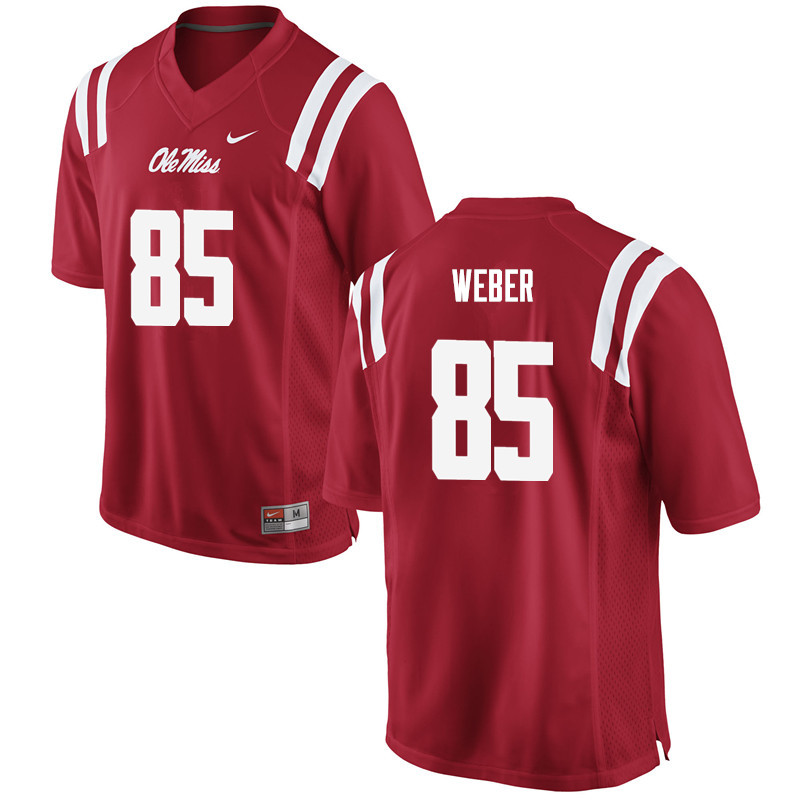 Men Ole Miss Rebels #85 Alex Weber College Football Jerseys-Red - Click Image to Close